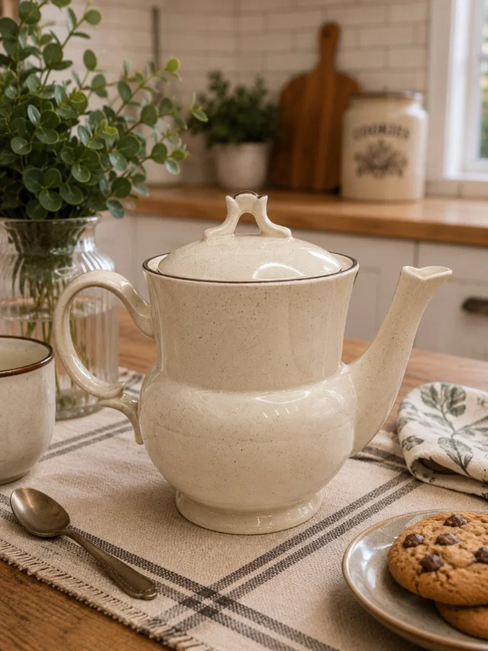 VTG Hearthside Casual Elegance Stoneware Teapot / Coffee Pot – Japan –Cups / 1Qt